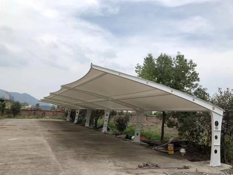 锡山区小区改造停车棚工程，膜结构非机动车棚定制厂家-2